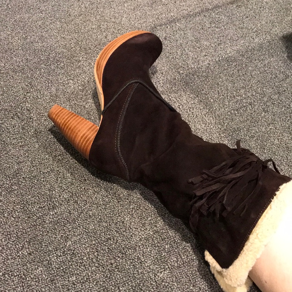 Charlotte Ronson brown suede heel boots